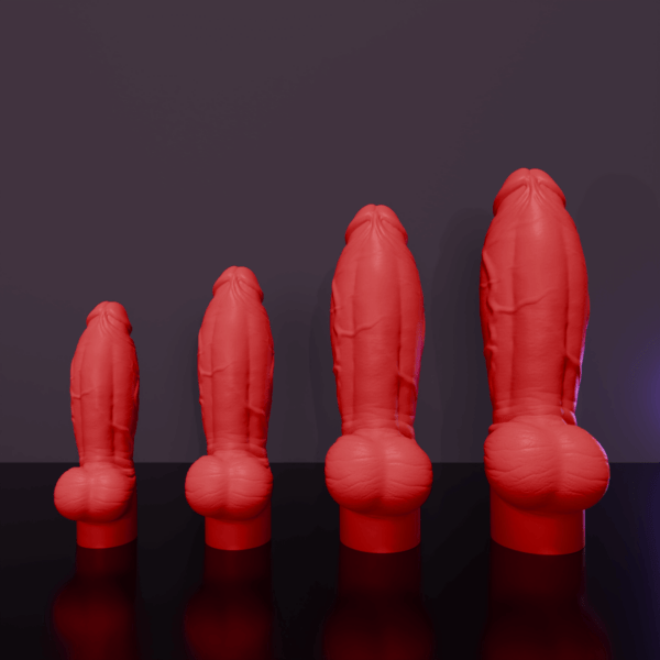 Dildo - Big Head - All Sizes - Side- Red