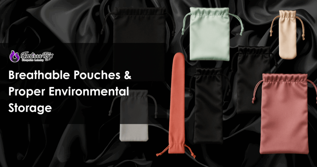 Breathable fabric pouches for silicone toy storage - Erotixxx Toys storage guide