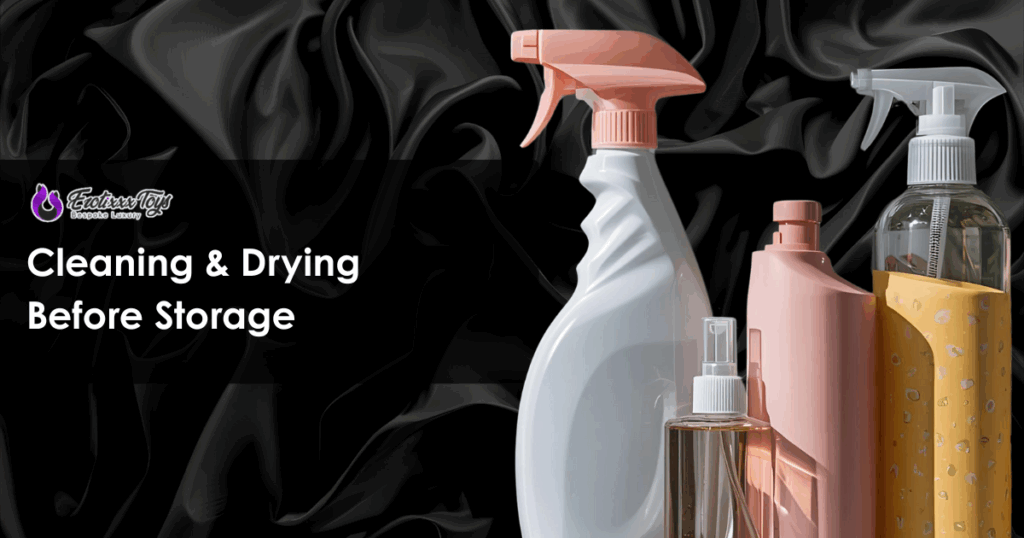 Cleaning supplies for proper toy maintenance before storage - Erotixxx Toys hygiene guide