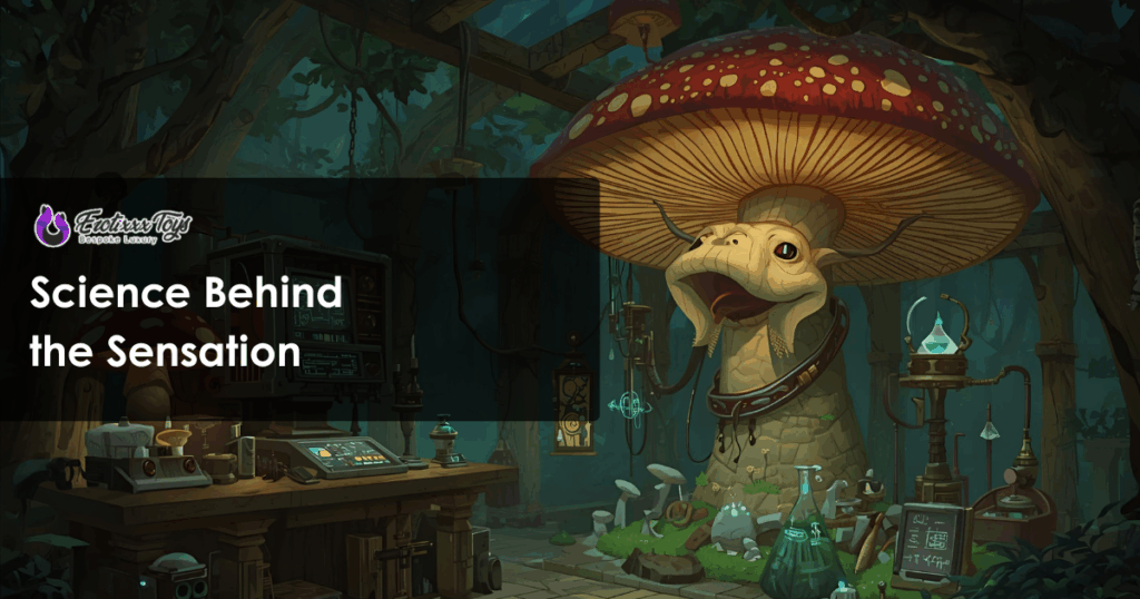 Erotixxx Toys mushroom dildo anatomy science illustration showing pleasure-zone targeting design