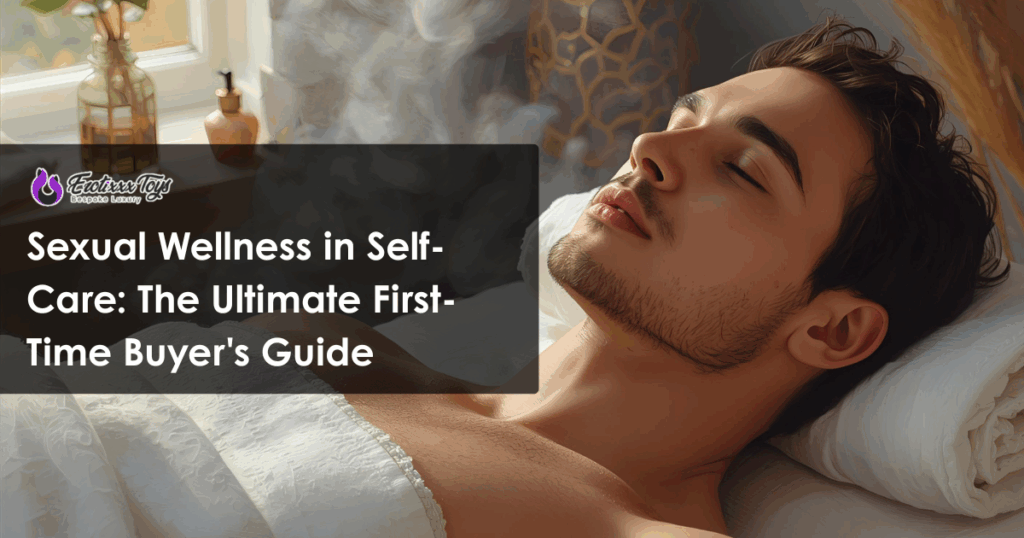 Man enjoying sexual wellness self-care routine by Erotixxx Toys in serene bath setting