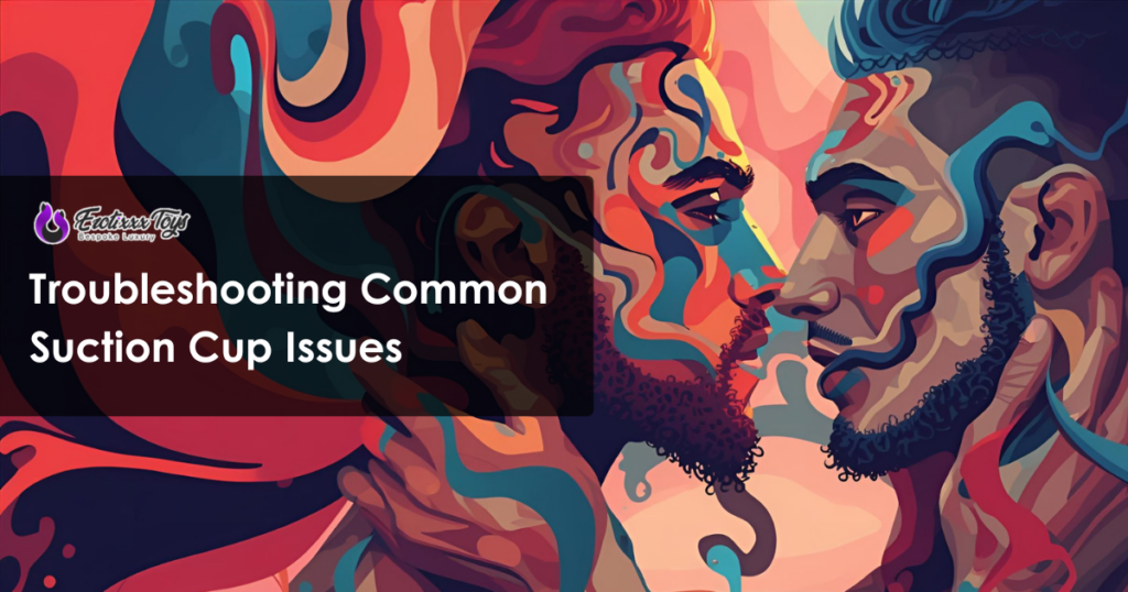 Troubleshooting common suction cup dildo problems guide from Erotixxx Toys showing solutions for adhesion and mounting issues